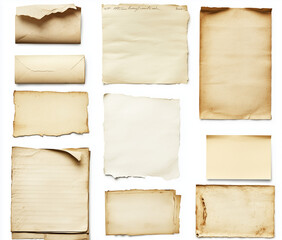 set of note papers on white background

