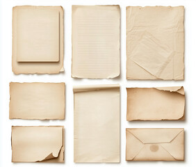 set of note papers on white background
