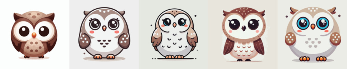 vector set of cute owls