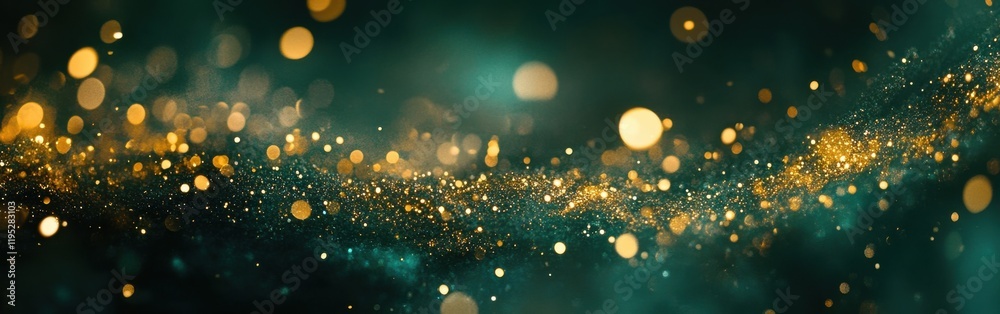 Poster bright golden bokeh highlights create a shimmering atmosphere against a rich dark background in a dr