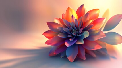 Fototapeta premium A stylized 3D flower tent with vibrant hues, casting soft shadows against a subtle gradient background