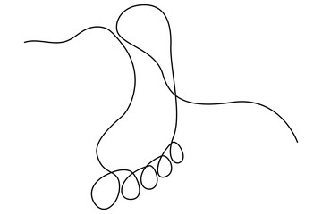 Foot sole continuous one line drawing of outline vector illustration of minimalist