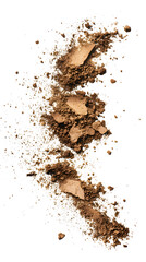 Dry soil realistic explosion side view Isolated on white background