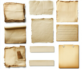 set of note papers on white background
