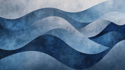 Gradient of abstract pencil strokes creating serene blue waves in soft tones and textures
