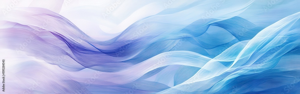 Poster soft abstract pencil strokes create a calming wave effect in shades of blue and lavender