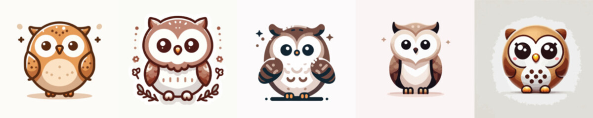 vector set of cute owls