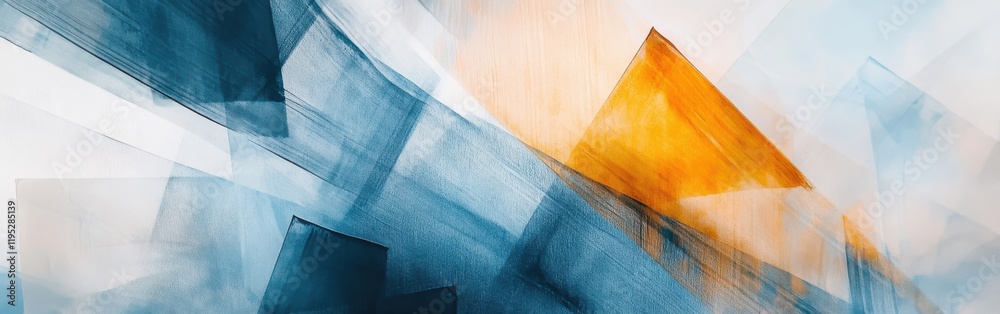 Poster Abstract pencil strokes create dynamic composition with vibrant orange and blue shades