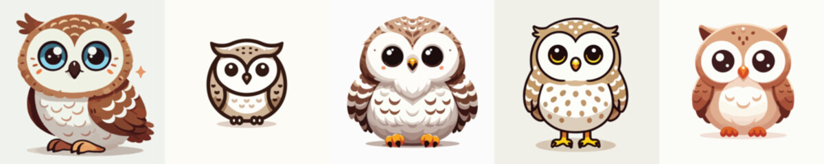 vector set of cute owls