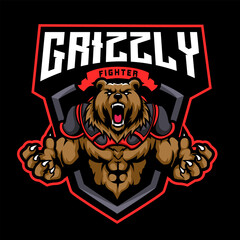 mascot grizzly bear fighter mascot logo