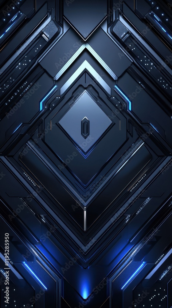 Poster futuristic gradient background with sleek blue and black geometric patterns creating an abstract vis