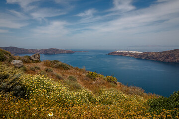 Views from the island of Santorini in Greece