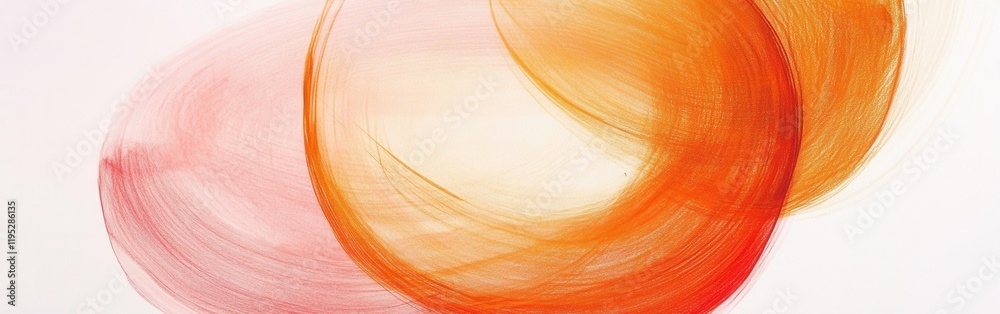Poster Abstract circular pencil strokes in warm colors creating a dynamic visual flow