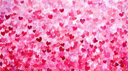 Obraz premium Watercolor hearts in shades of pink as a cute Valentine's Day background
