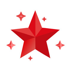 Obraz premium Red 3D star with glowing highlights