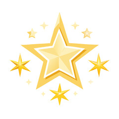 Obraz premium Yellow star with radiant glow and small stars