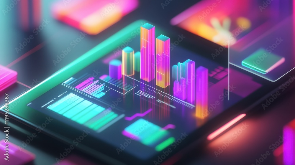Leinwandbilder Vibrant financial charts display modern data analysis techniques with colorful visuals and sleek design