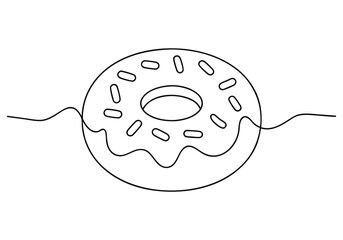 Continuous One-Line Drawing of Donuts - Minimalist Dessert Art