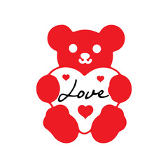 Love teddy bear design on plain white transparent isolated background for card, shirt, hoodie, sweatshirt, apparel, tag, mug, icon, poster or badge