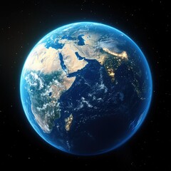Fototapeta premium Earth at Night: Africa, Asia, and the Indian Ocean, Showing City Lights and Landmasses