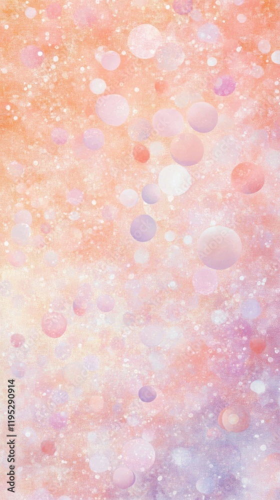 Fototapete Dreamy pastel peach bokeh pattern creating a soft and serene atmosphere in a whimsical backdrop