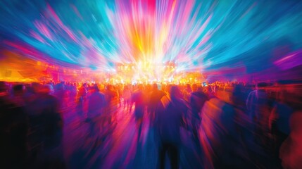 Summer music festival, blurred. Generative AI