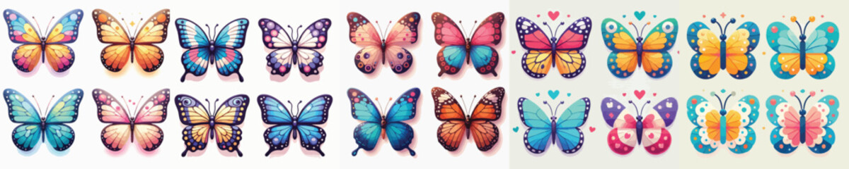 vector set of cute colorful butterflies