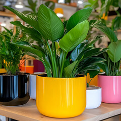 Vibrant Yellow Potted Plant Illustration