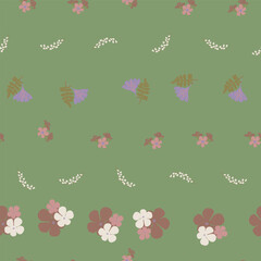 Vector Flowers in Earthy Tones Seamless Pattern. Mocha Mousse flowers repeat pattern