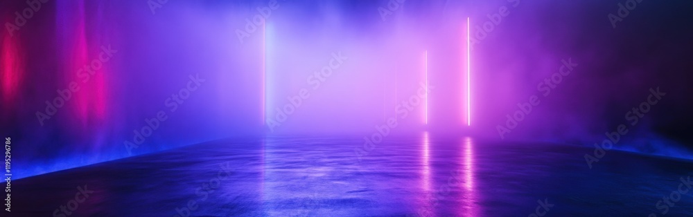 Aufkleber Cosmic-inspired space with deep violet hues illuminated by vibrant lights creating an ethereal atmosphere