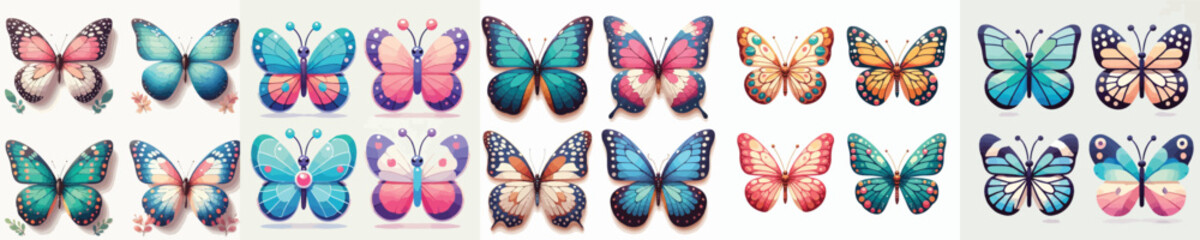 vector set of cute colorful butterflies