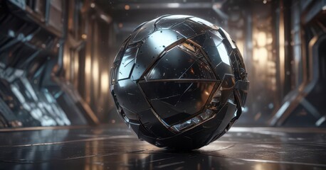 Futuristic sphere with geometric patterns on abstract background,  geometry,  futurism,  abstraction