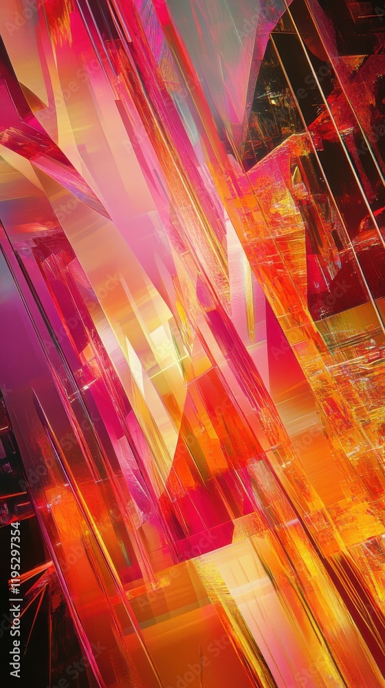 Leinwandbilder vibrant abstract design showcasing bright colors and sharp geometric shapes in a dynamic arrangement