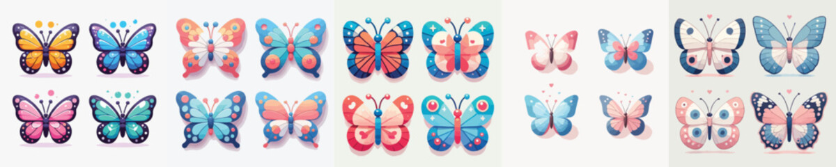 vector set of cute colorful butterflies