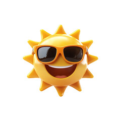 Happy yellow sun emoji with smiley face and sunglass png