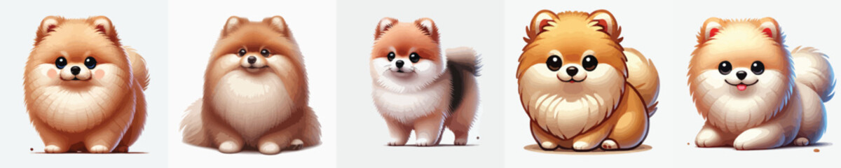 vector collection of cute and adorable pomeranian dogs