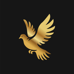 Vector golden bird logo design