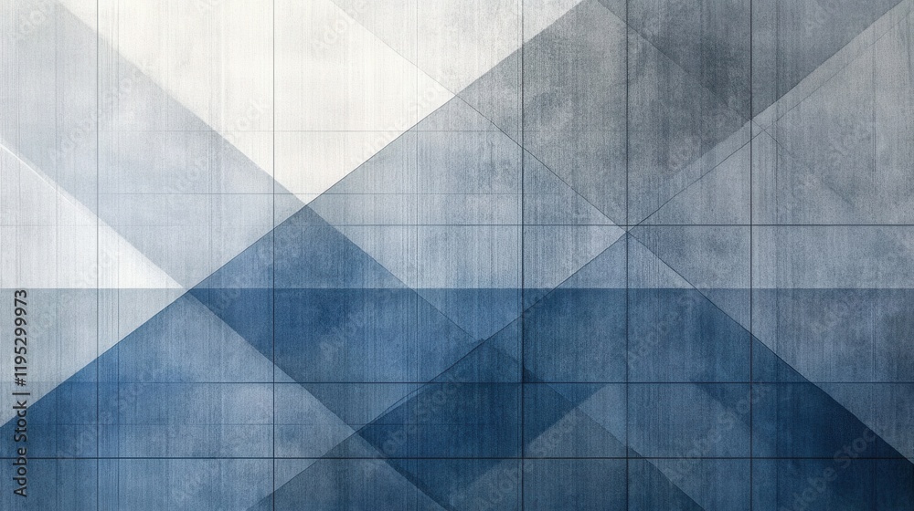 Poster Pencil strokes create a gradient in muted blue and gray showcasing geometric patterns