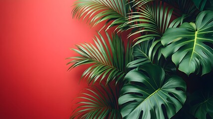 Fototapeta premium Abstract tropical background. Tropical Palm Leaf background, space for text.