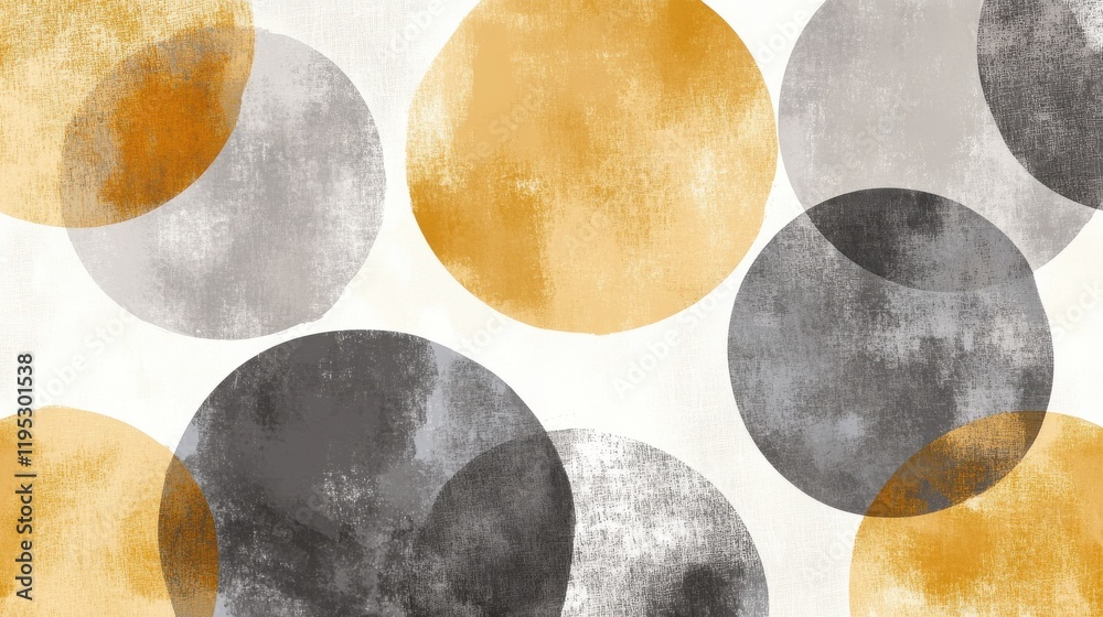 Poster soft pencil strokes create overlapping circles in pastel amber and gray tones on a textured backgrou