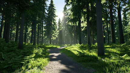 Obraz premium Sunlit Forest Path