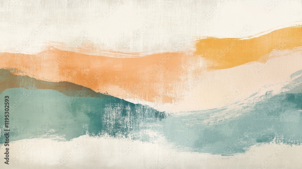 Poster Pastel landscape with smooth strokes and torn patches creating an abstract expression of nature's tranquility