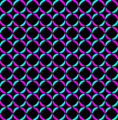 Seamless texture in the form of a pink and blue geometric pattern on a black background