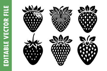 strawberry bundle silhouette vector