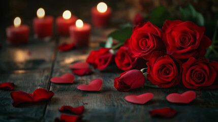 Romantic Rose Arrangement with Candles