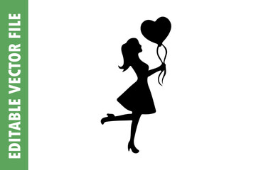 girl with heart, valentines day vector
