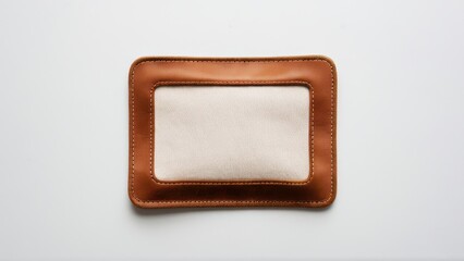 Soft suede texture with stitched border for branding ideas.