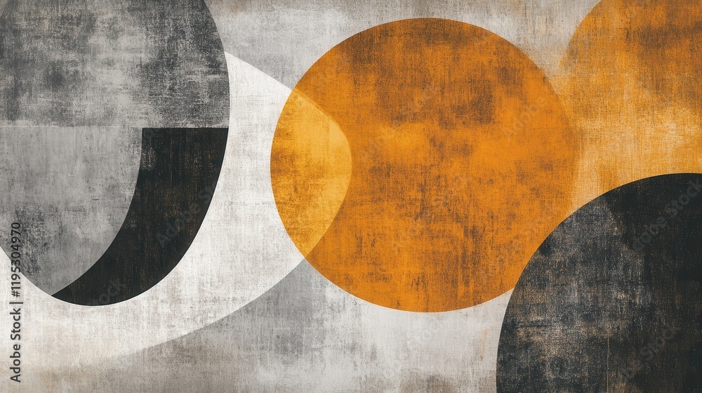 Poster Minimalist forms in amber and gray create a modern artistic expression in a harmonious design
