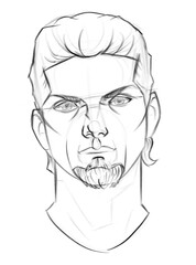 Pencil Sketch of a Man's Head Drawn in Procreate on a White Background Judul