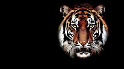 Fototapeta premium Tiger Illustration, Dark Background